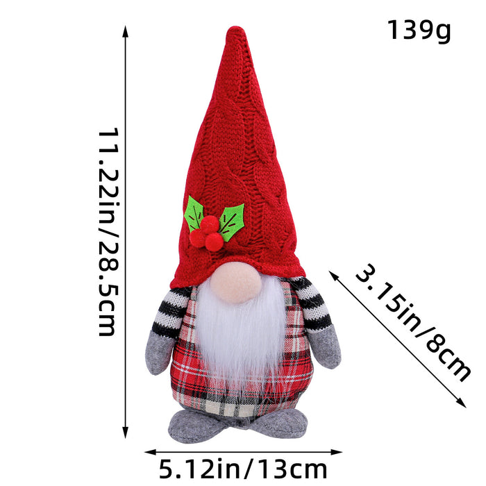 Wholesale Cute Braid Faceless Doll Plaid Hooded Forest Old Man Doll Home Stuffed Desktop Ornament