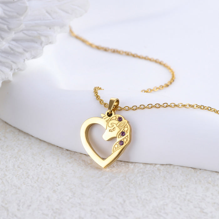 Wholesale Stainless Steel Gold-Plated Heart Necklace