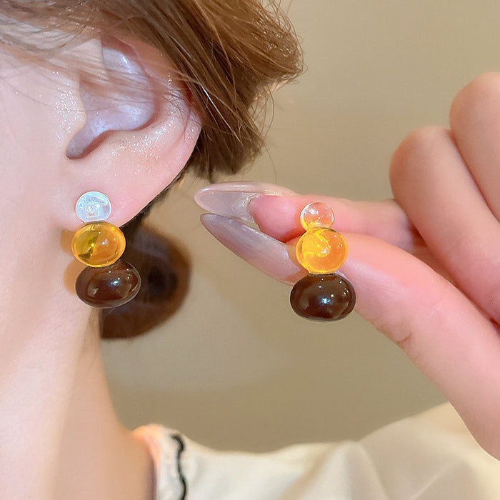 Wholesale  silver needle geometric irregular resin earrings heart earrings