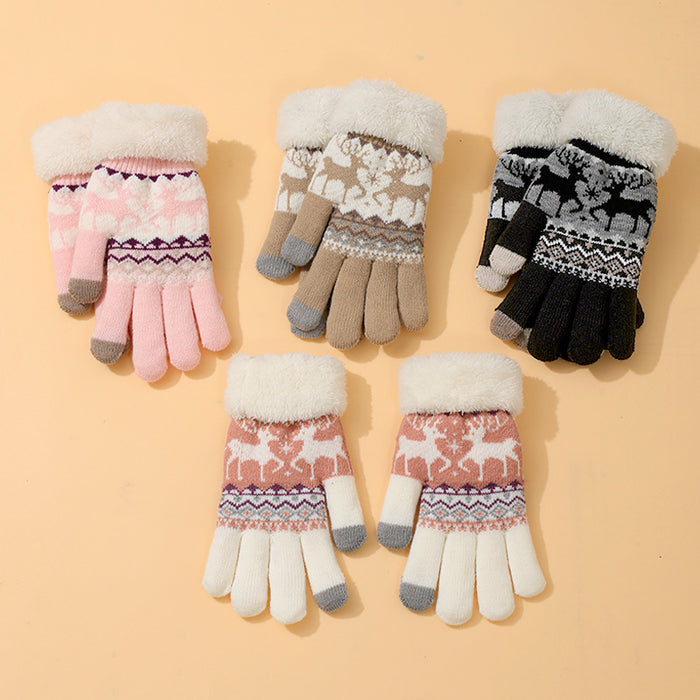 Wholesale Knitted Touch Screen fleece-lined Warm Gloves