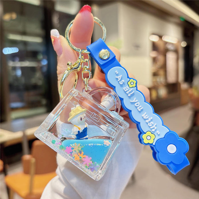 Wholesale Cartoon quicksand in oil blue keychain