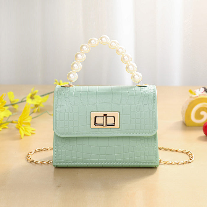 Wholesale Crocodile Pattern Jelly Bag PVC Children's Handbag Coin Purse Wholesale Pearl Crossbody Bag JDC-SD-XJ004