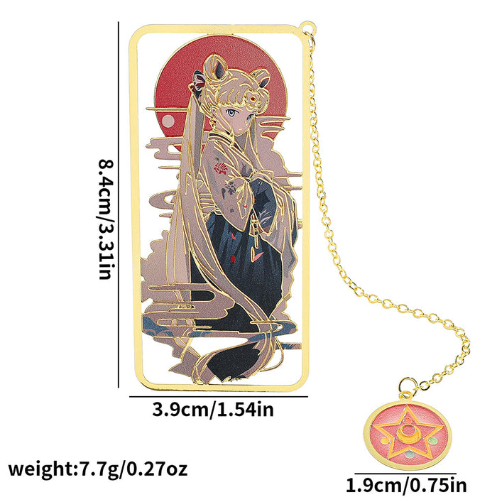 Wholesale Colorful anime pattern hollow metal bookmark