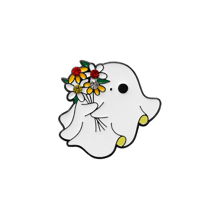 Wholesale Stylish Brooch Pin Cute Ghost Pumpkin Design Alloy Enamel Badge For Bag Charm And Office Decor