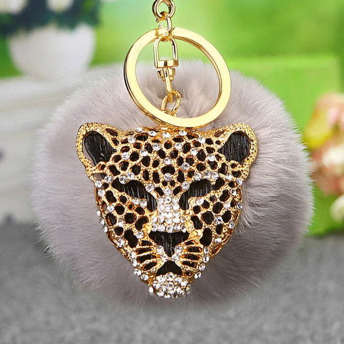 Wholesale Leopard Head Car Keychain Metal Pendant Keychain Ring