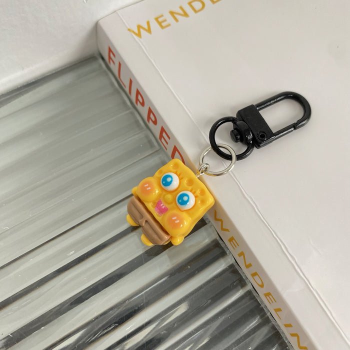 Wholesale Resin Couple Cartoon Handmade Keychain 2024 New Cute Sponge Doll Small Pendant Student Explosive Accessories