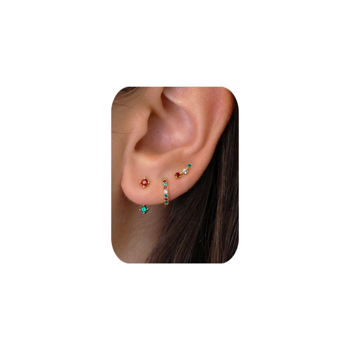 Wholesale Basic Earnail Atmosphere Earrings Colorful Zircon Diamond Set Versatile Earbone Nails