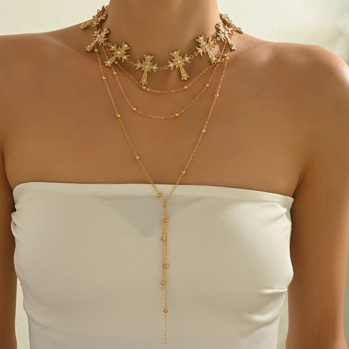 Wholesale Multi-Layer Sun Pendant Necklace Gold Alloy Trendy Fashion Accessory
