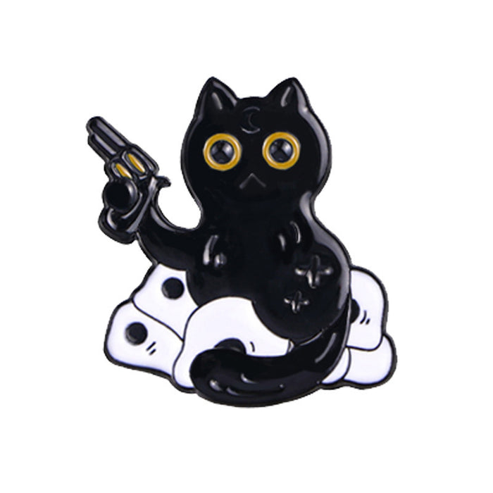 Wholesale  black cat skull cartoon brooch cute cat sweet collar pin metal badge