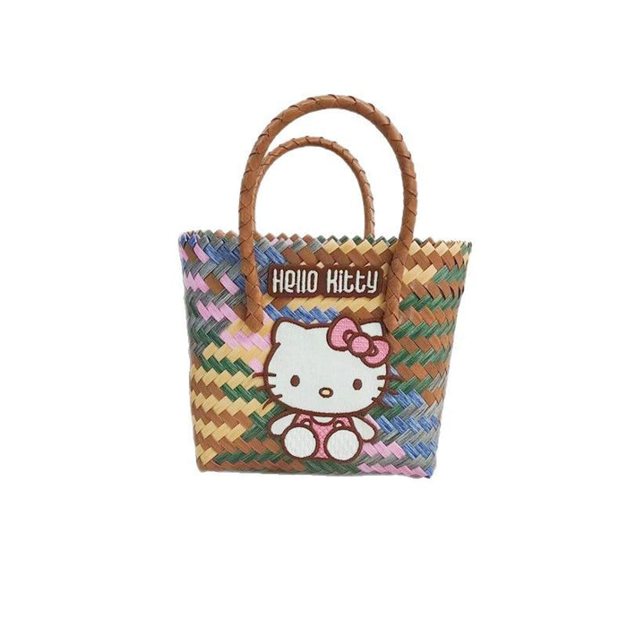 Wholesale Cartoon Woven Bag Large Capacity Work Bag Hand Woven Vegetable Basket Handbag