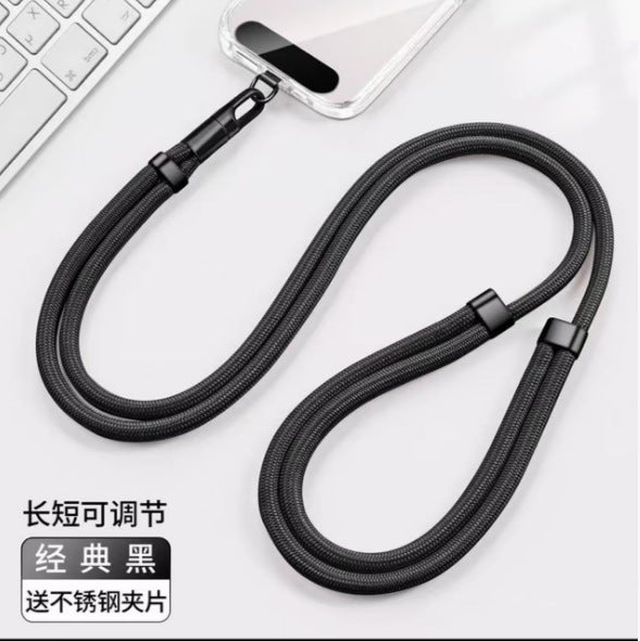 Wholesale Mobile phone lanyard  neck hanging  crossbody  retractable and adjustable anti-lost lanyard with stainless steel clip,  universal style
