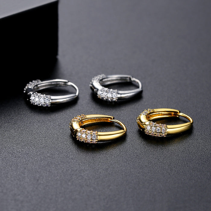 Wholesale Micro inlaid ear buckle new style simple and fashionable copper inlaid zircon ear buckle earrings