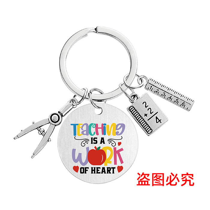 Wholesale Teacher's Day Metal Engraving Keychains JDC-KC-GangGu054