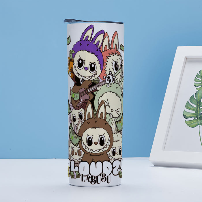 Wholesale Straight cup printed stainless steel thermos cup double-layer straight straw cup