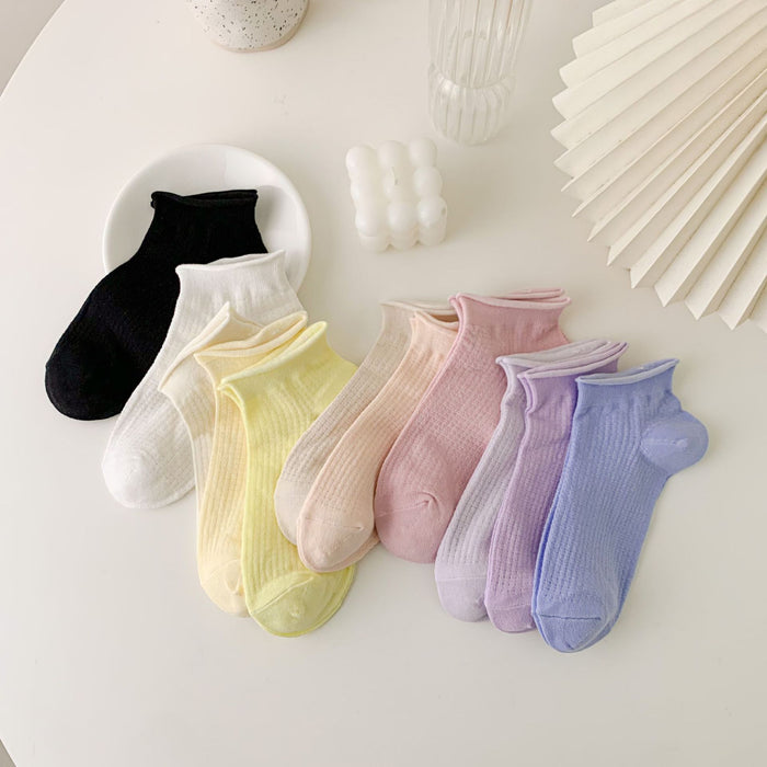 Wholesale Curled edge socks, simple socks, shallow mouth invisible cotton boat socks