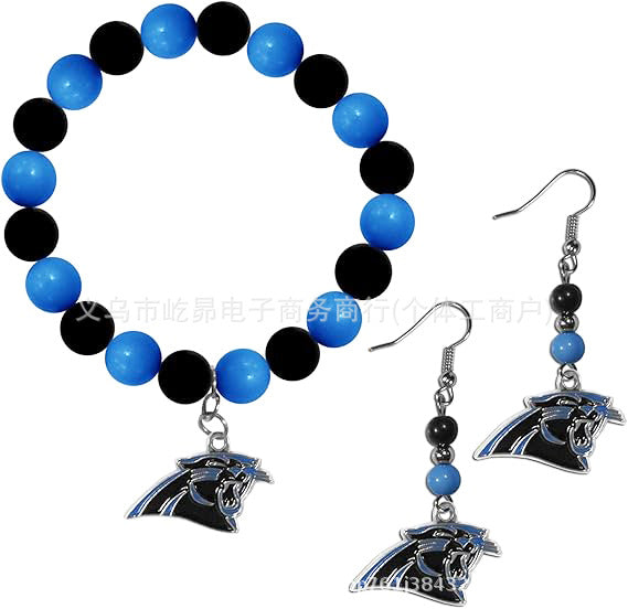 Wholesale Football Colored Candy Acrylic Bead Bracelet Earring Set