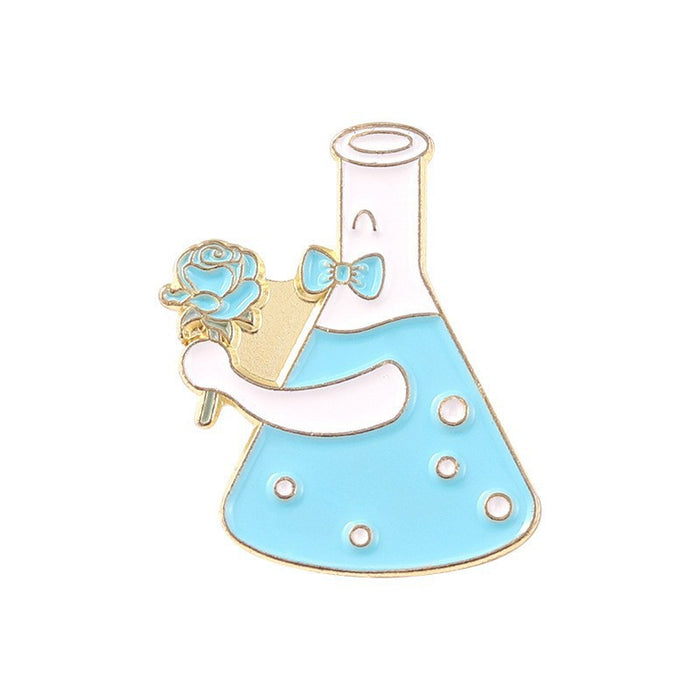 Wholesale Creative Chemical Supplies Chemical Bottle Series Brooch Set Alcohol Lamp Microscope Beaker Letter Shape Badge JDC-BC-BL007