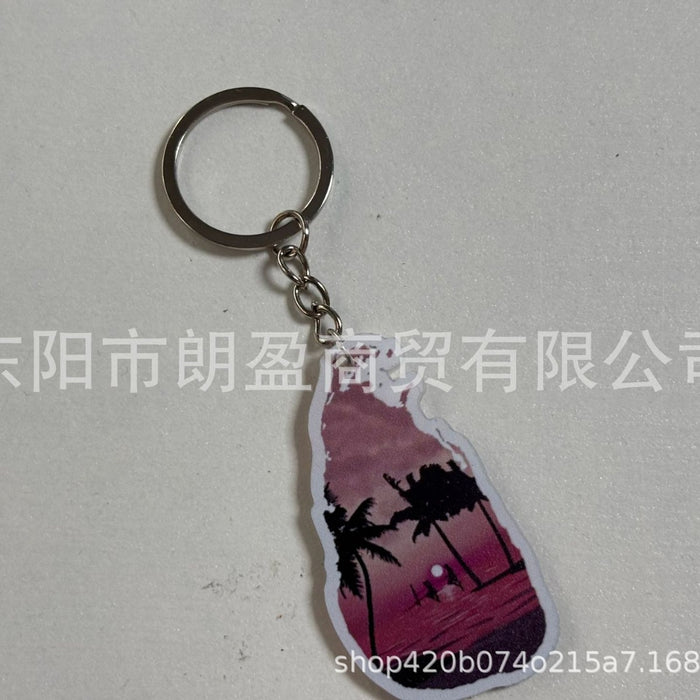 Wholesale Flat acrylic decorative keychain backpack key pendant