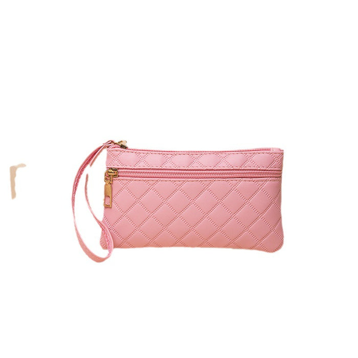 Wholesale autumn and winter embossed long double zipper clutch Women's mobile phone bag coin purse