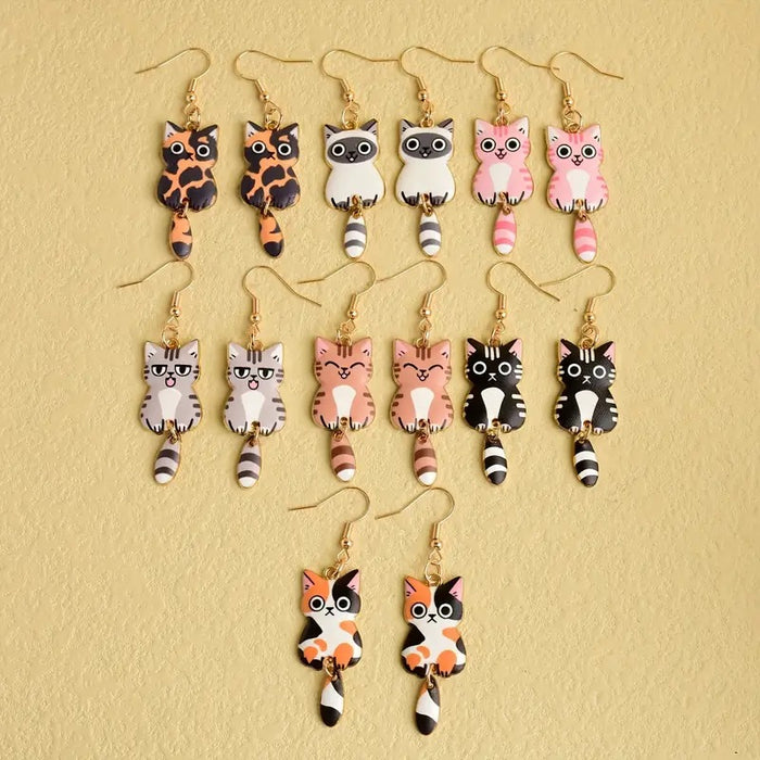 Wholesale Cartoon Cute Kitten Alloy Earrings JDC-ES-HaoH002