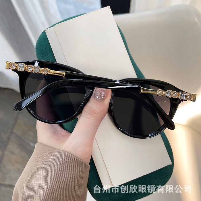 Wholesale Round frame diamond leg sunglasses, sun shading sunglasses