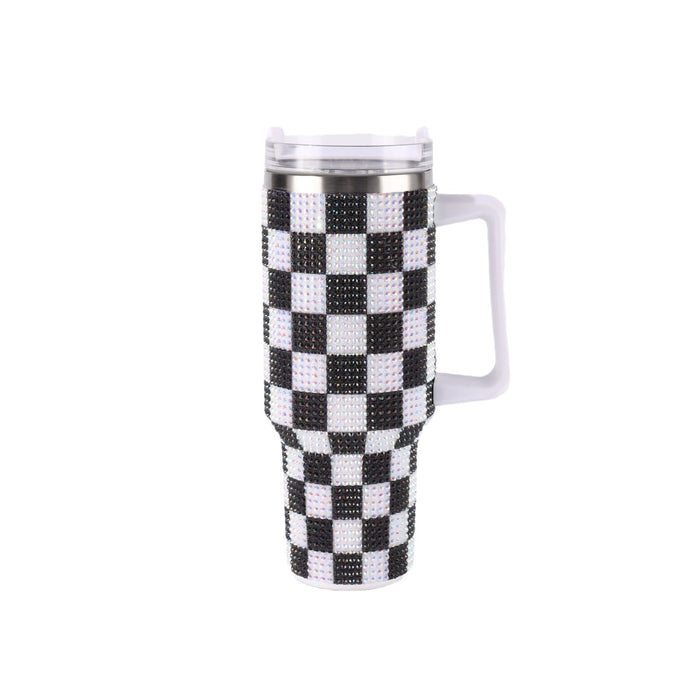 Wholesale Checkerboard Rhinestone 40oz Insulated Tumbler Stainless Steel