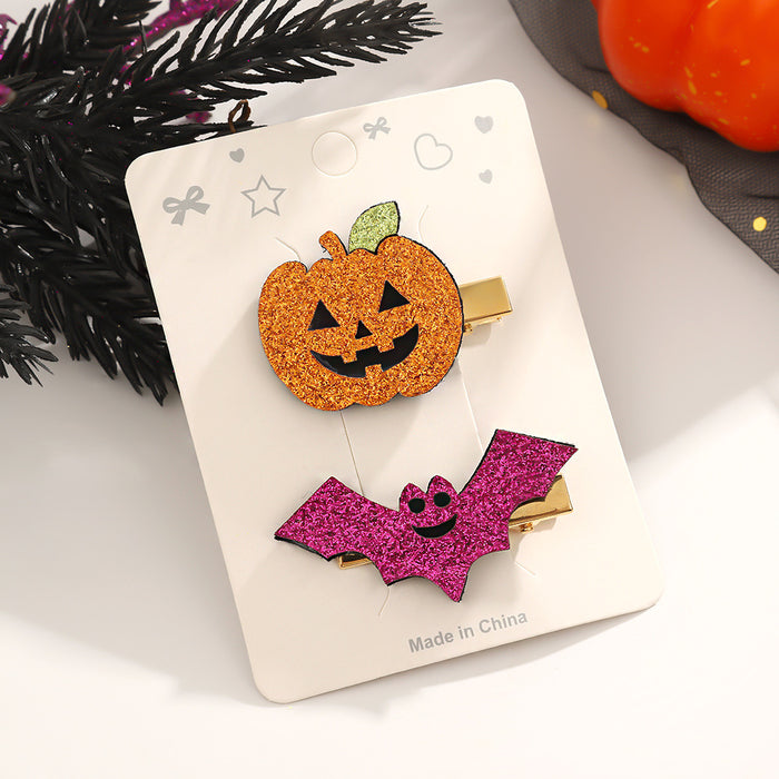 Wholesale Halloween Hair Accessories Pumpkin Ghost Hairpin Party Hairpin Children' s Side Bangs Hair Accessories for Women