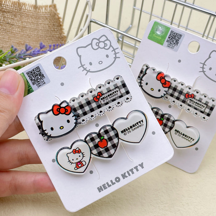 Wholesale Cute cartoon checkered heart-shaped side hair clip