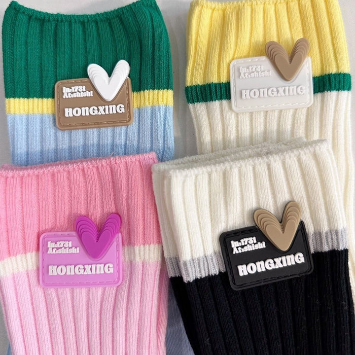 Wholesale Socks color blocked cotton pile socks color blocked heart