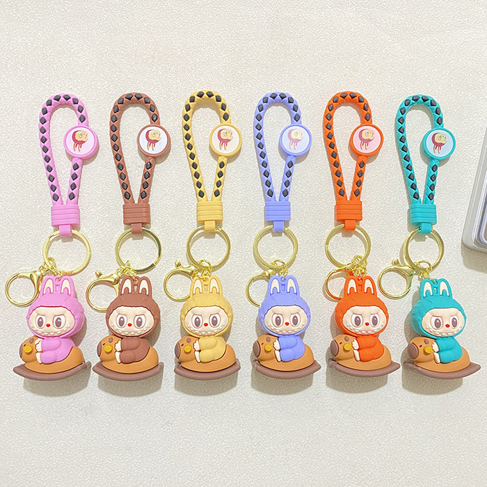 Wholesale Cartoon Plush Rocking Horse Keychain Cute Bunny Doll Student Backpack Pendant Gift
