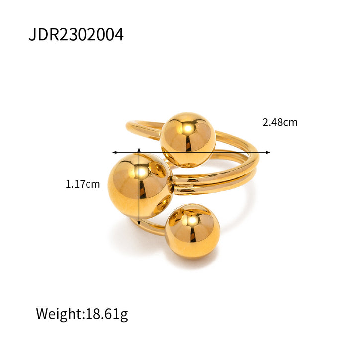 Wholesale Stainless steel gold ball ring fashion ring for women simple and elegant