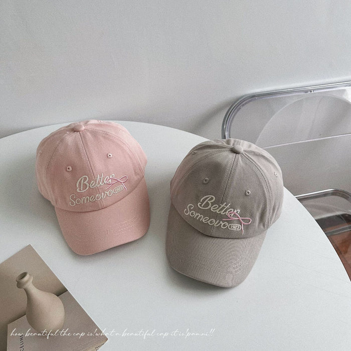 Wholesale Children's baseball cap, letter bow embroidery, baby sun protection, duck tongue cap