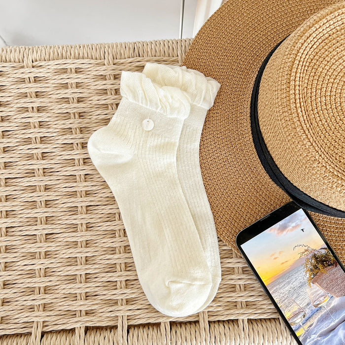 Wholesale Socks, bubble lace, ribbed, shell glitter, short tube, combed cotton