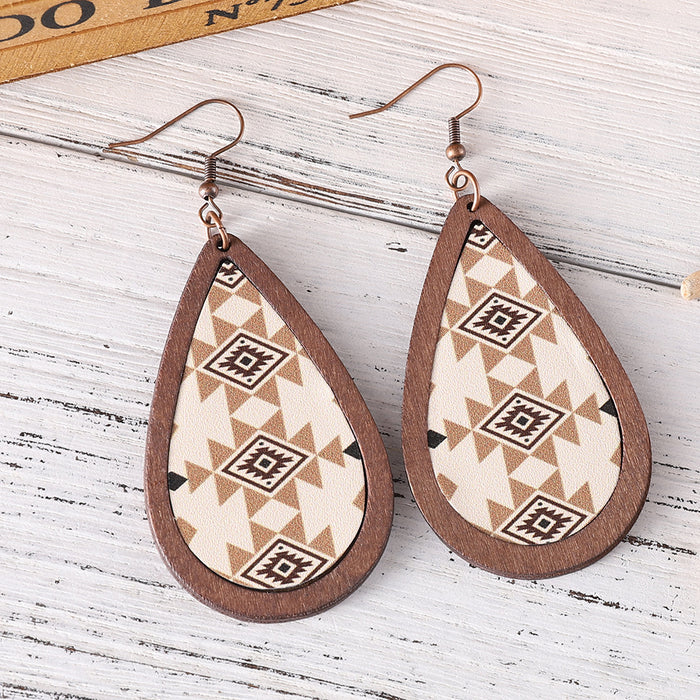 Wholesale Printed Water Drop Drop Earrings JDC-ES-ChuLian007