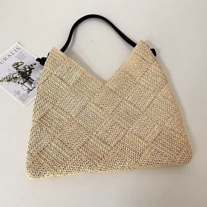 Wholesale Leisure hollowed out single shoulder cotton thread woven bag, new handheld grass woven bag