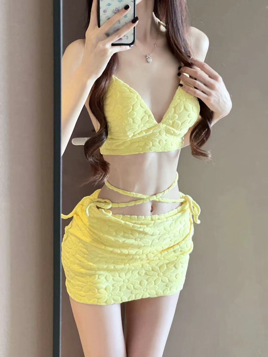 Wholesale Swimsuit split three piece set, beach vacation, hot spring soaking, sexy bikini