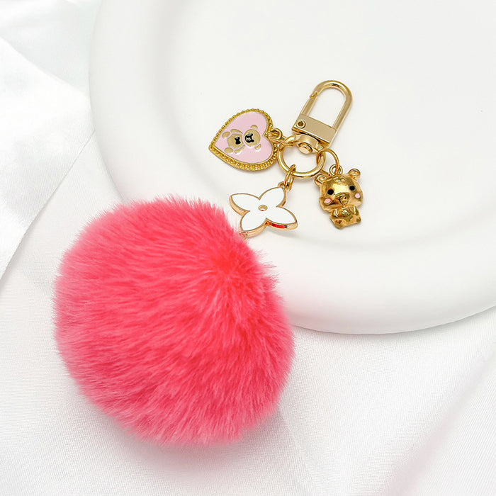 Wholesale Fur Ball Keychain Cute Tiger earbuds Protective Pendant