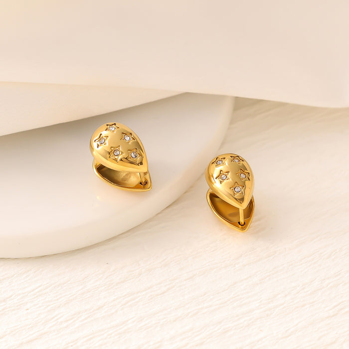 Wholesale Heart-shaped titanium steel gold earrings