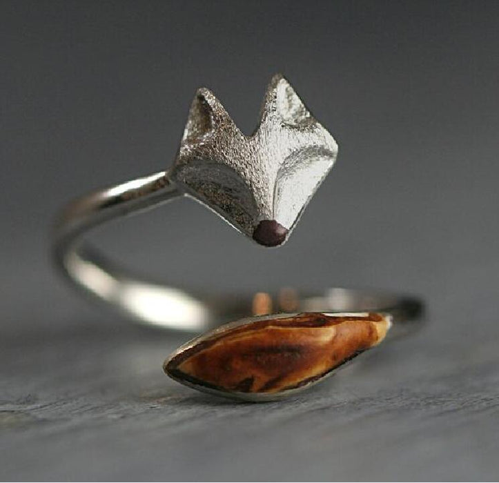 Wholesale New Fashionable and Personalized Small Animal Fox Open Ring Vintage Trendy Jewelry