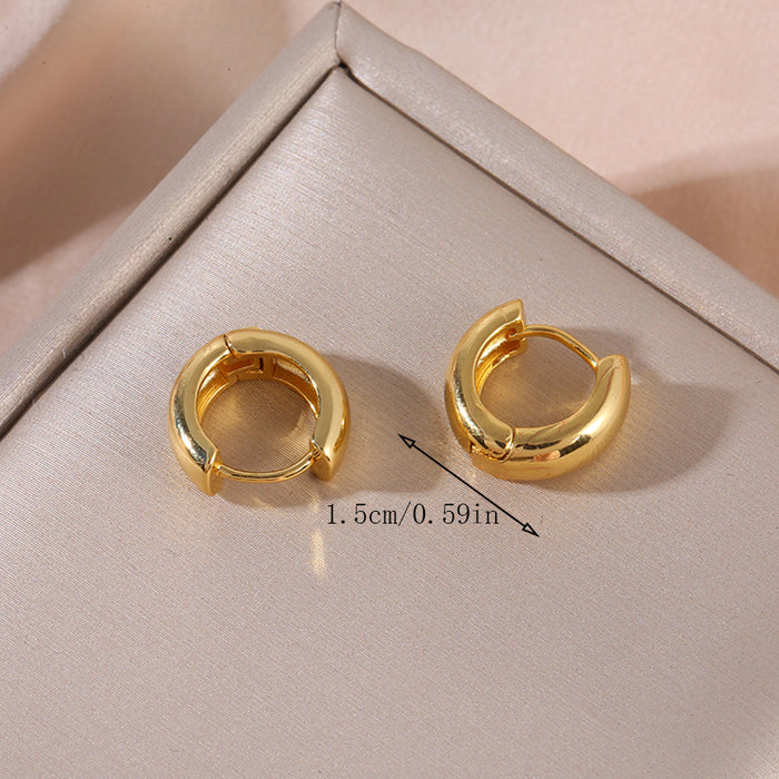 Wholesale Ladies' high-end copper material smooth concealed buckle versatile circle earrings in stock