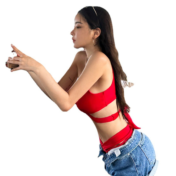 Wholesale Fashionable slanted shoulder split bikini sexy strap hollow hot spring swimsuit for women