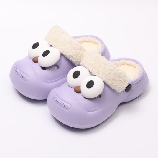 Wholesale Children' s cotton slippers winter  boys and girls home warm cotton shoes medium and big children cartoon outer wear plush shoes