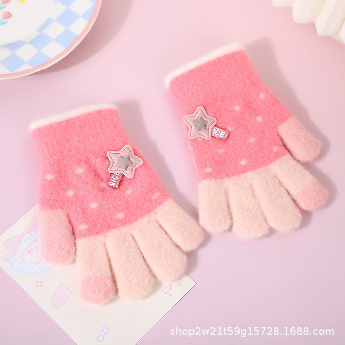 Wholesale Cute Star-Shaped Cold-Weather Knitted Gloves