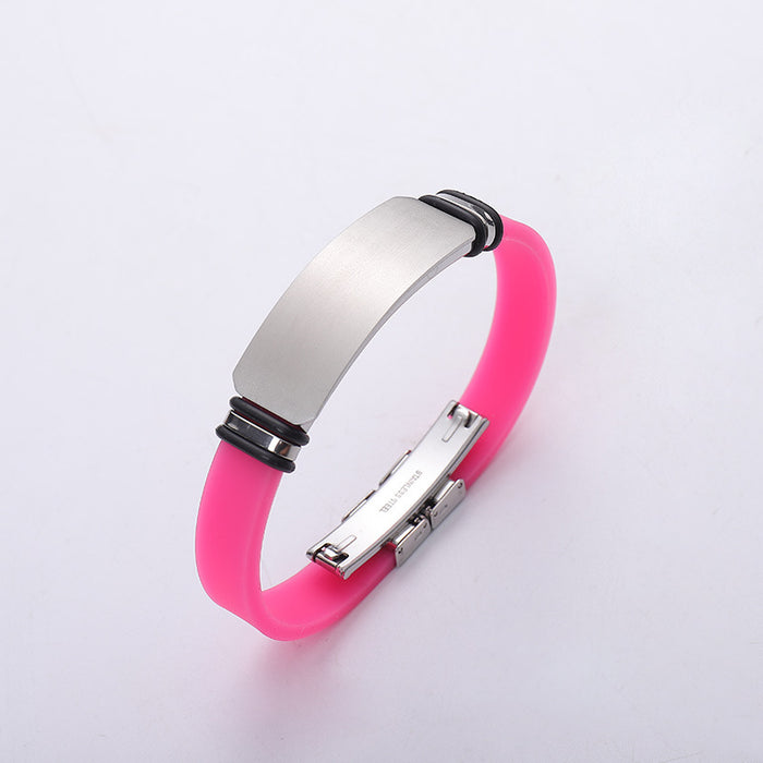 Wholesale Titanium steel personalized engraved sports basketball men's bracelet, silicone stainless steel couple bracelet