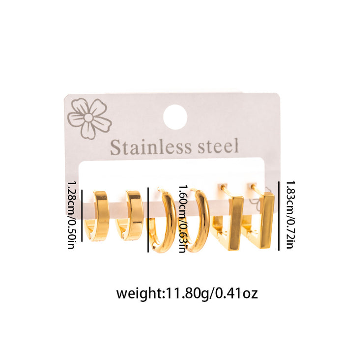 Wholesale Stainless Steel Flower Heart Hoop Earrings Set