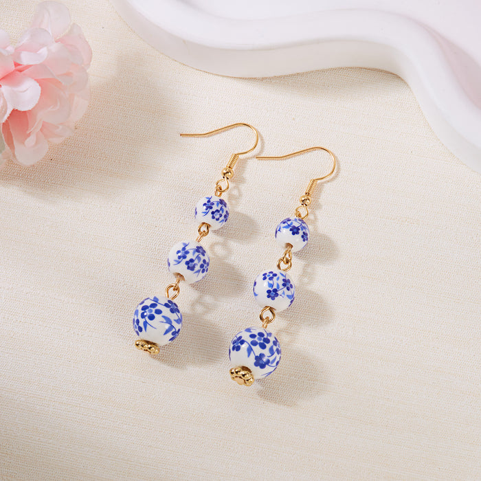 Wholesale Floral Bow Earrings Jewelry Ceramic Pendant Tassel Earrings