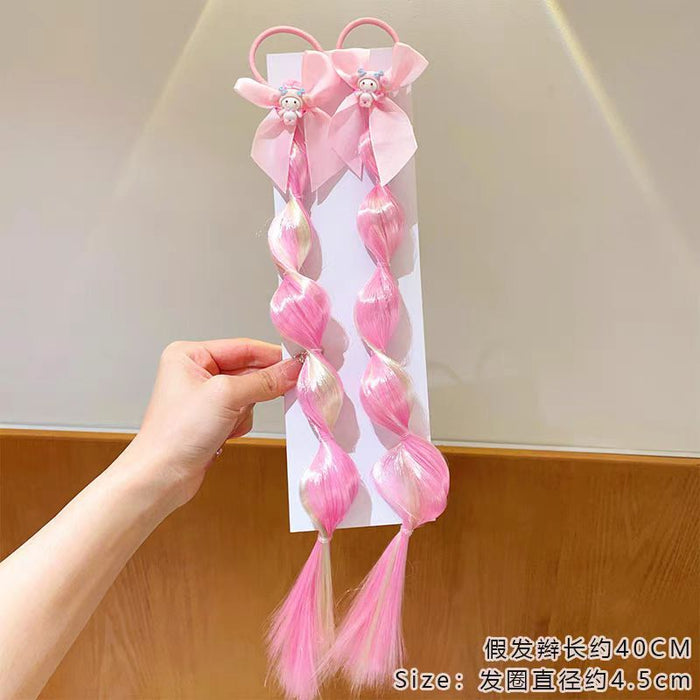 Wholesale Children' s Wig Braid Hair Ring Girls'  High Ponytail Tie Hair Rope Little Girl Sweet Cool Hair Rope Headwear