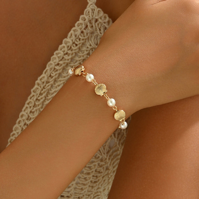 Wholesale Product Marine Fan Shell Imitation Pearl Bracelet