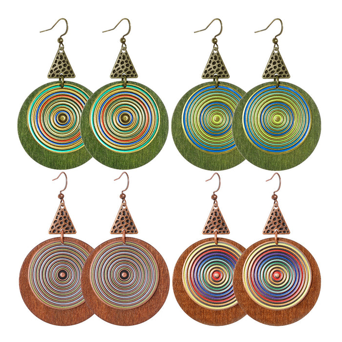Wholesale Bohemian Colorful Spiral Round Earrings Party Wear Jewelry Accessory MOQ≥2