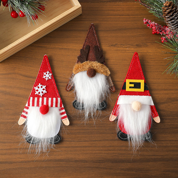 Wholesale Christmas knife and fork set Felt cloth faceless old man knife and fork set Christmas home table decorations